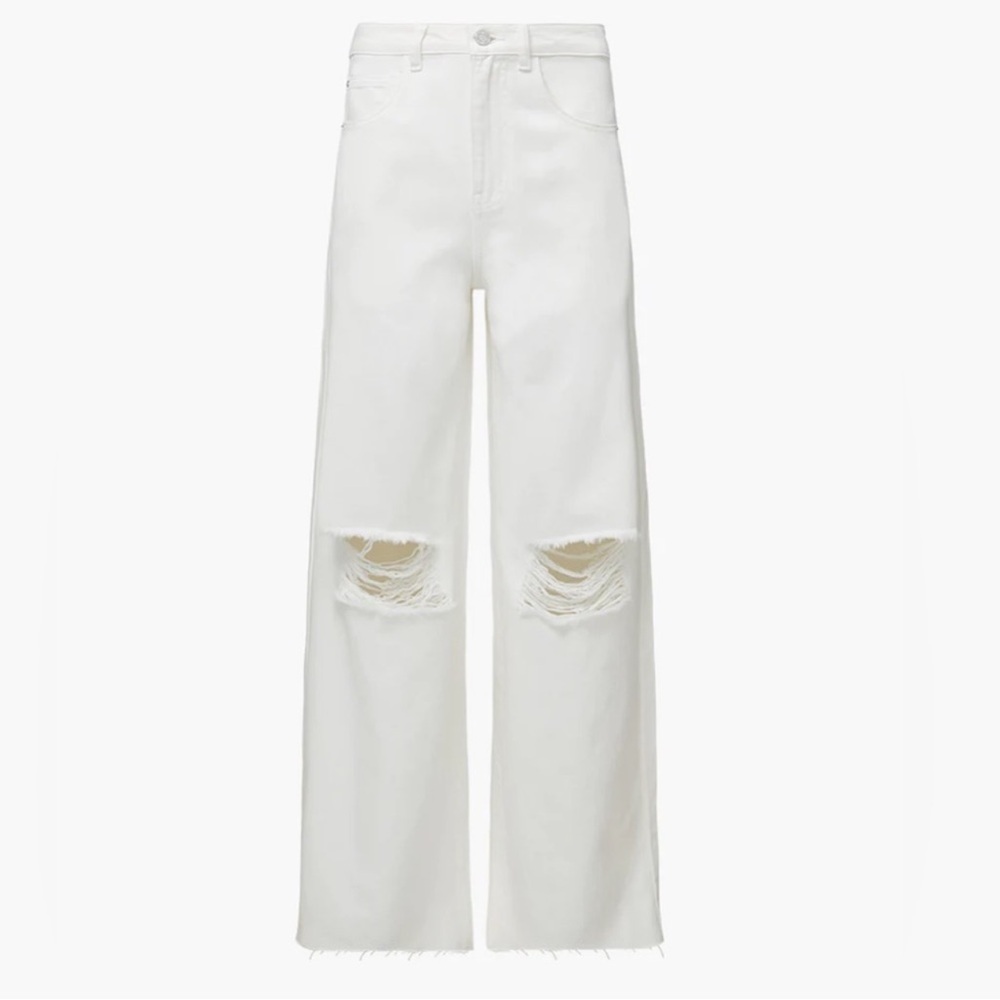 NWT WeWoreWhat Wide Leg Distressed Flare Jeans in White